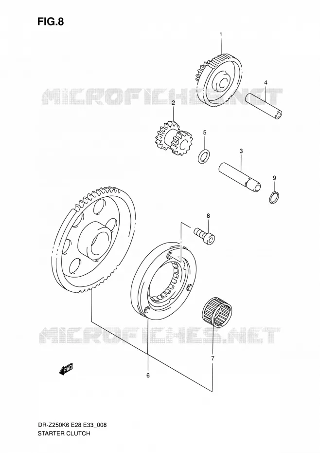 STARTER MOTOR CLUTCH Suzuki MOTO 250 DR-Z 2007  DR-Z250 K7 (E03,E28,E33)
