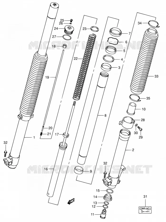 FRONT FORK (DR-Z400EY/EK1/EK2 P37) Suzuki MOTO 400 DR-Z 2003  DR-Z400EK3(E24)