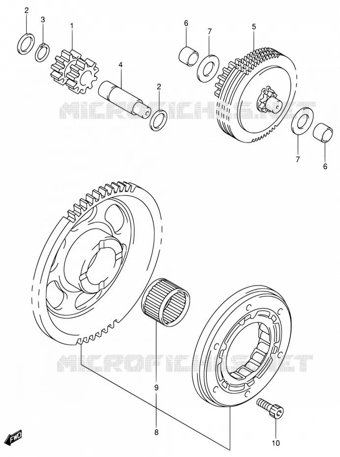STARTER MOTOR CLUTCH (DR-Z400EY/EK1/EK2/EK3/EK4) Suzuki MOTO 400 DR-Z 2003  DR-Z400EK3(E24)