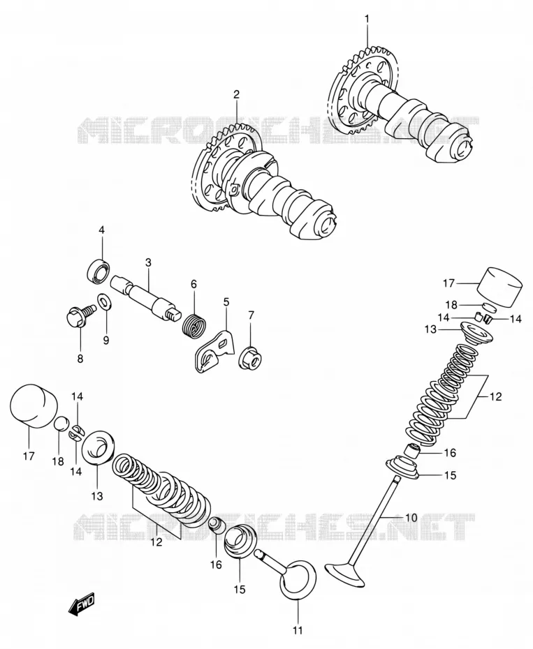 CAMSHAFT - VALVES Suzuki MOTO 400 DR-Z 2004  DR-Z400EK4(E24)