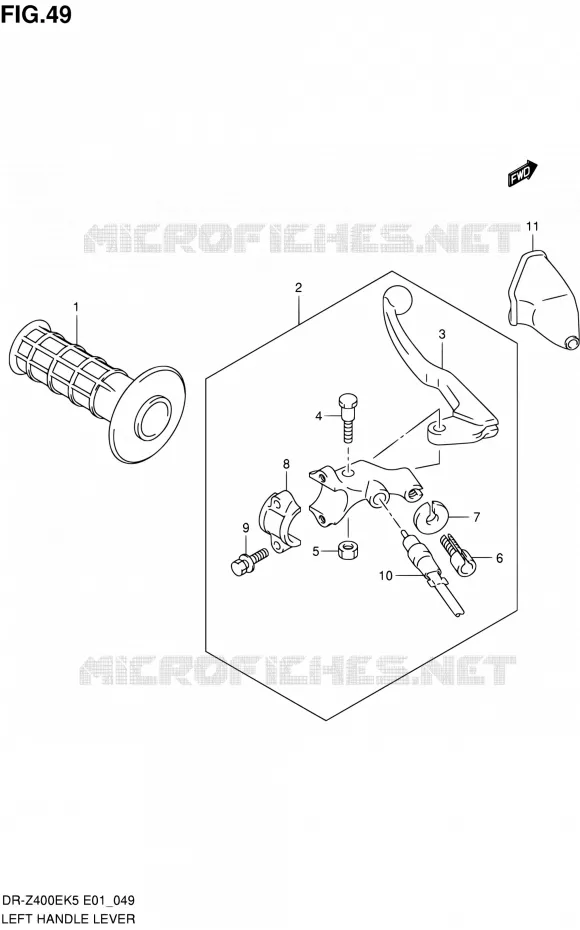 LEFT LEVER - HANDGRIP (SANS E24) Suzuki MOTO 400 DR-Z 2005  DR-Z400EK5(E24)