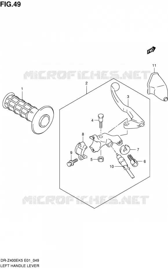 LEFT LEVER - HANDGRIP (SANS E24) Suzuki MOTO 400 DR-Z 2006  DR-Z400EK6(E24)