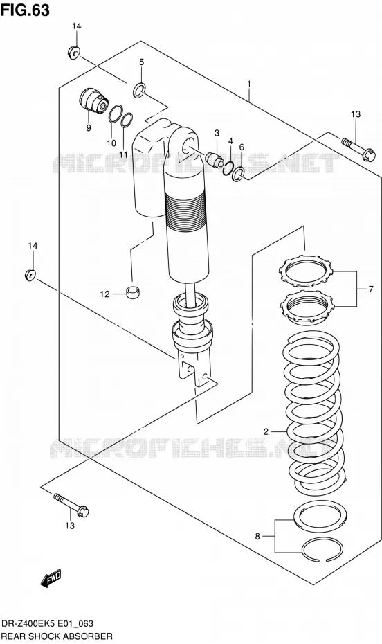 REAR DAMPER (E01,P37) Suzuki MOTO 400 DR-Z 2006  DR-Z400EK6(E24)