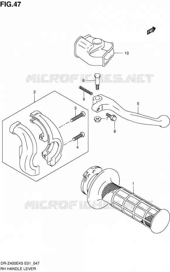 RH HANDLE LEVER (SANS E24) Suzuki MOTO 400 DR-Z 2006  DR-Z400EK6(E24)