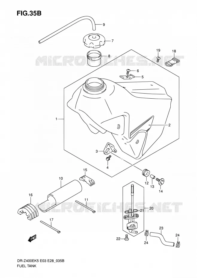 FUEL TANK (MODEL K7) Suzuki MOTO 400 DR-Z 2007  DR-Z400E K7 (E03,E28,E33)