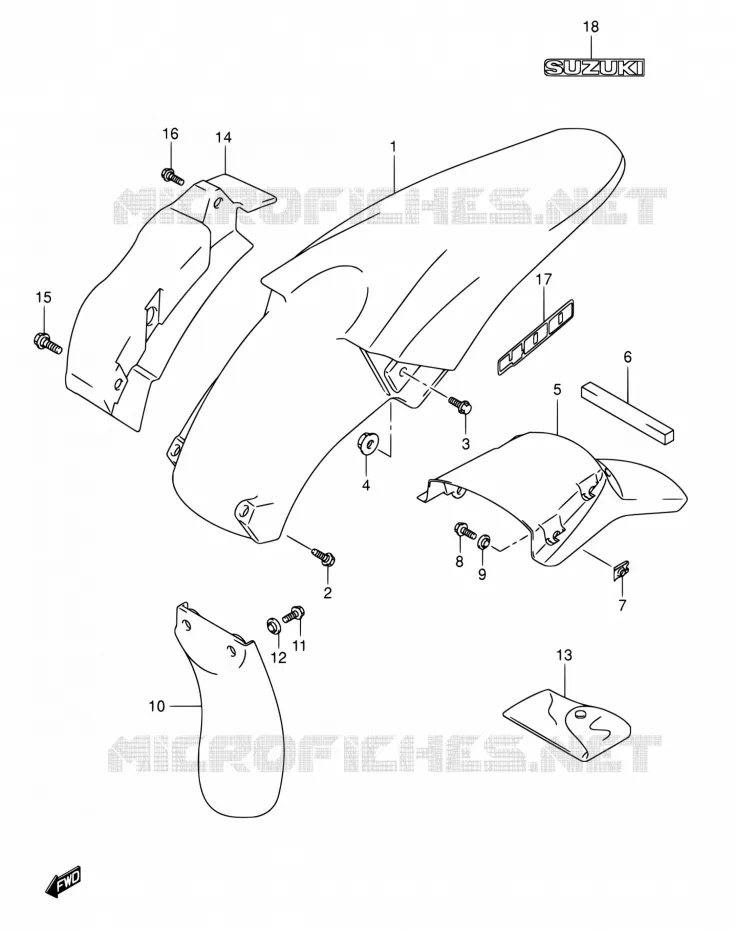 REAR FEDNER Suzuki MOTO 400 DR-Z 2007  DR-Z400E K7 (E03,E28,E33)