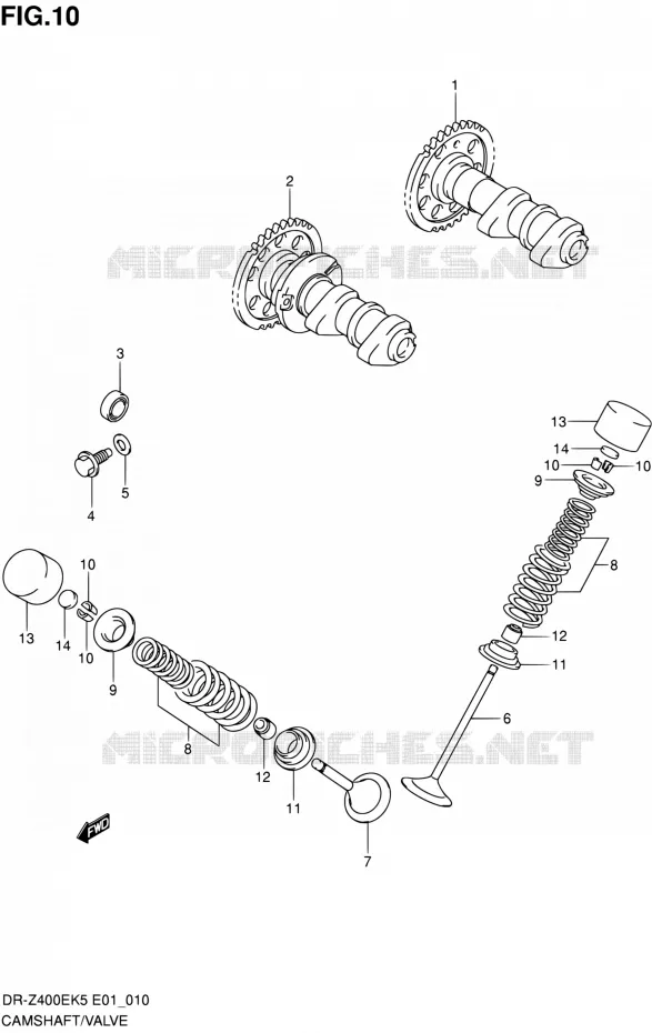 CAMSHAFT - VALVES Suzuki MOTO 400 DR-Z 2007  DR-Z400EK7(E24)