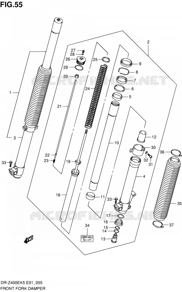 FRONT FORK Suzuki MOTO 400 DR-Z 2007  DR-Z400EK7(E24)
