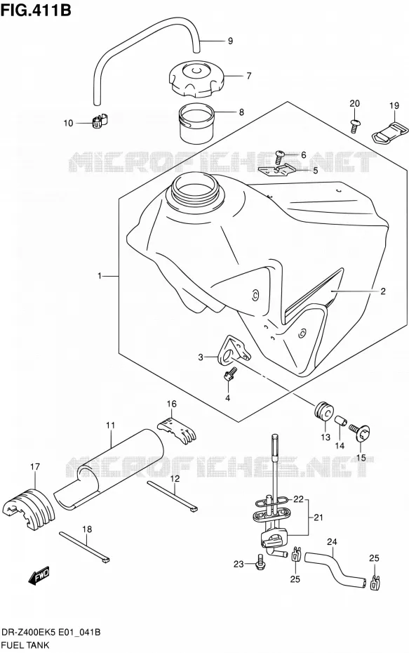FUEL TANK (MODEL K7) Suzuki MOTO 400 DR-Z 2007  DR-Z400EK7(E24)