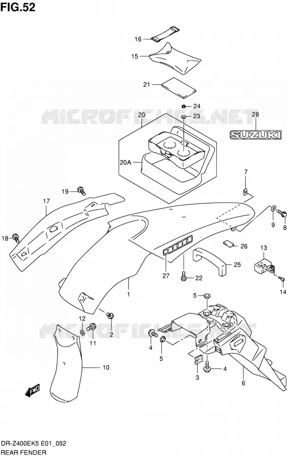 REAR FEDNER (E24) Suzuki MOTO 400 DR-Z 2007  DR-Z400EK7(E24)