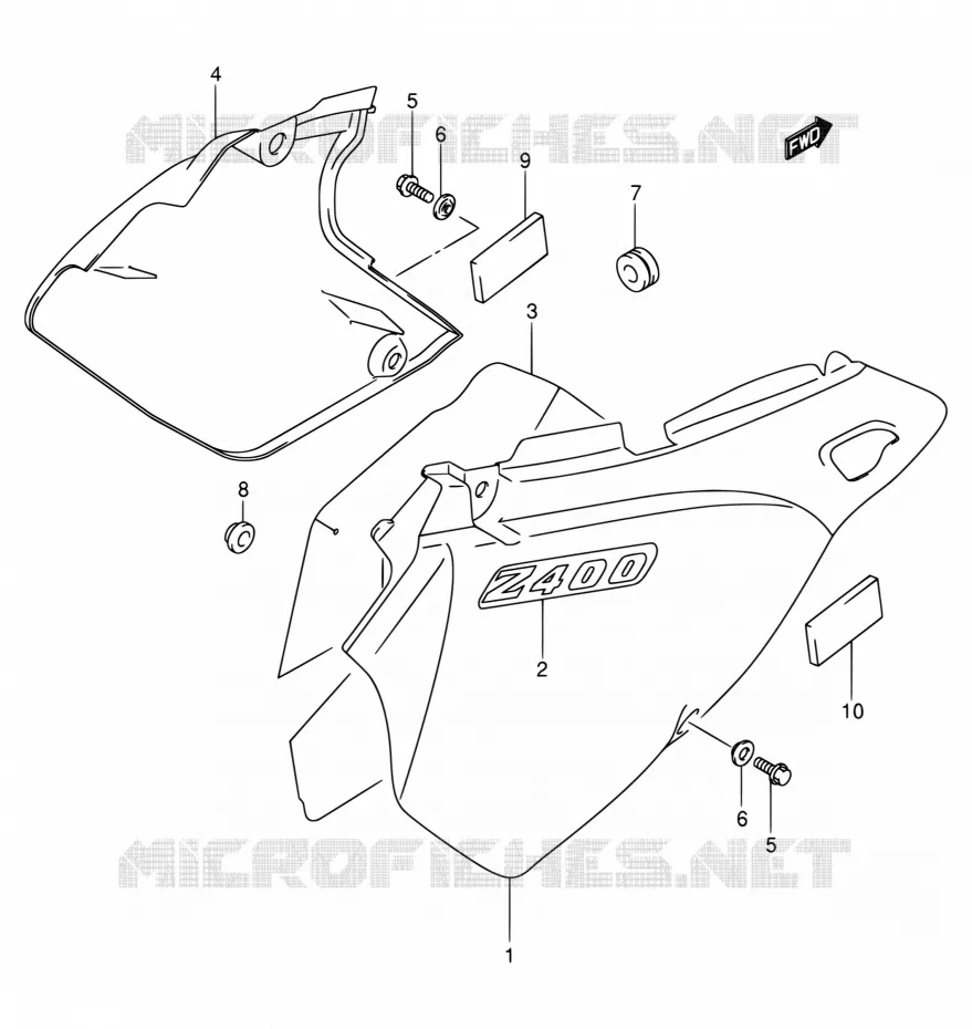 FAIRING (MODEL Y/K1/K2) Suzuki MOTO 400 DR-Z 2000  DR-Z400E Y (E03,E28,E33)
