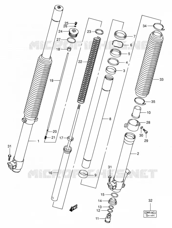 FRONT FORK Suzuki MOTO 400 DR-Z 2000  DR-Z400E Y (E03,E28,E33)