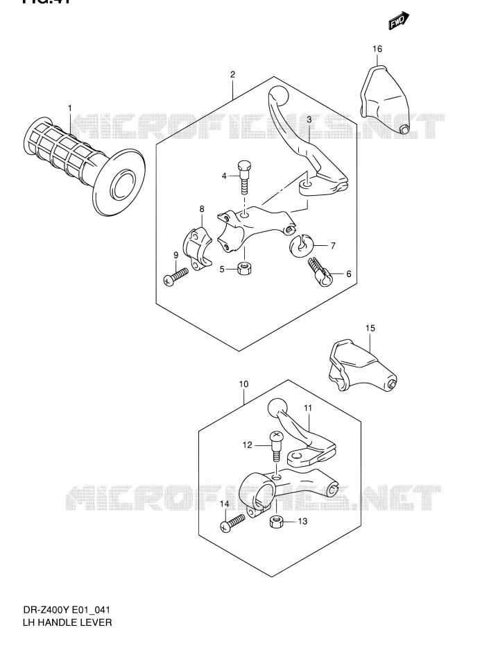 LEFT LEVER - HANDGRIP (DR-Z400Y/K1/K2/K3/K4 E01) Suzuki MOTO 400 DR-Z 2000  DR-Z400EY(E24)