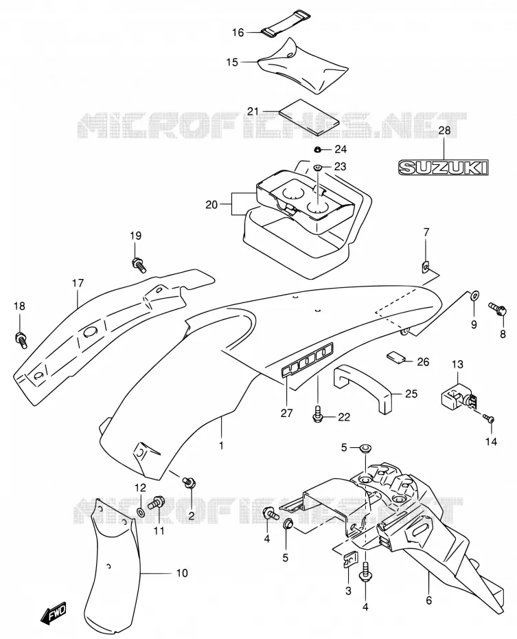 REAR FEDNER (DR-Z400E E24) Suzuki MOTO 400 DR-Z 2000  DR-Z400EY(E24)