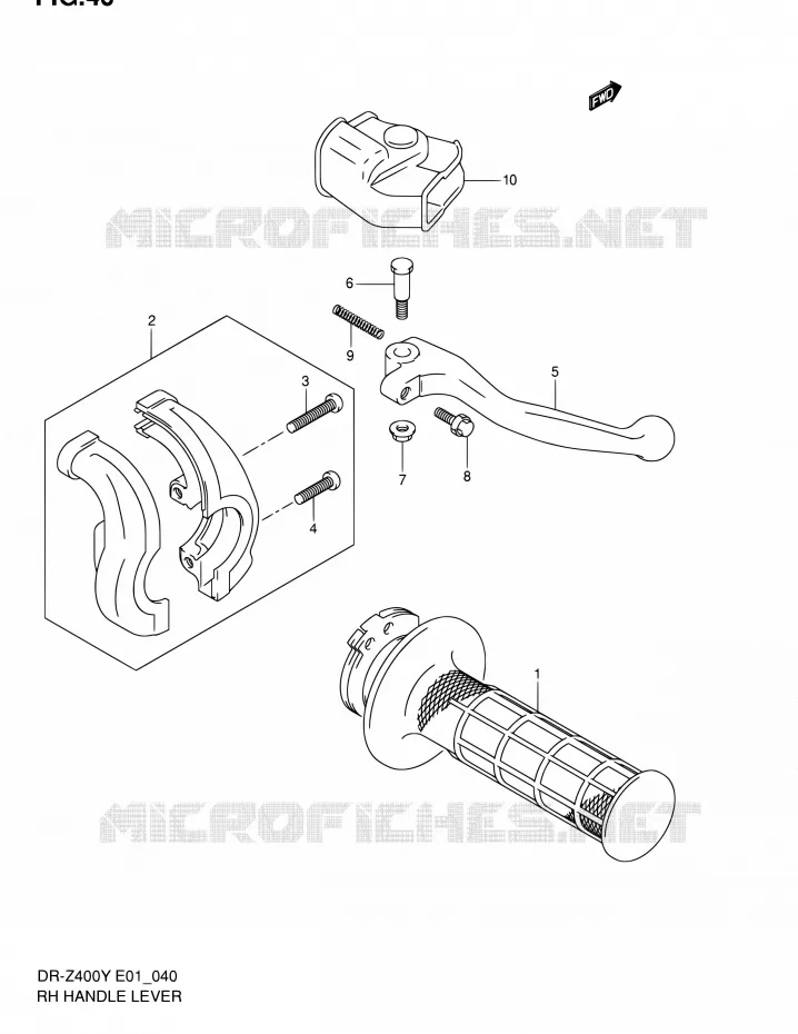 RH HANDLE LEVER (SANS E24) Suzuki MOTO 400 DR-Z 2000  DR-Z400EY(E24)