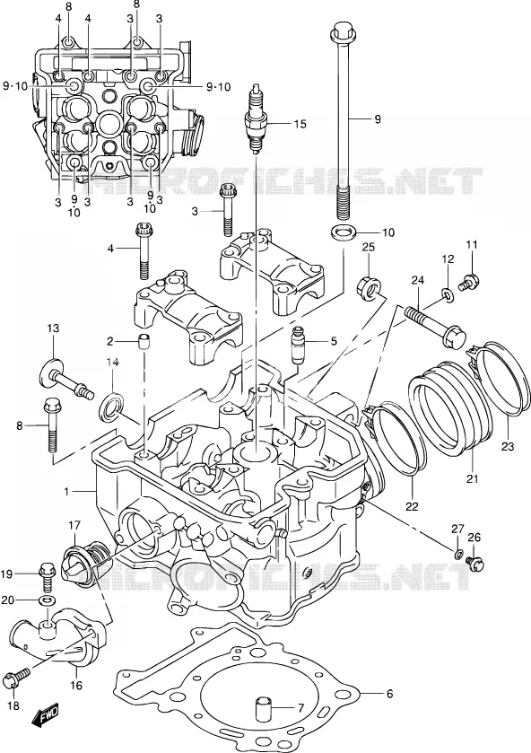 CYLINDER Suzuki MOTO 400 DR-Z 2002  DR-Z400S K2 (E03,E28,E33)