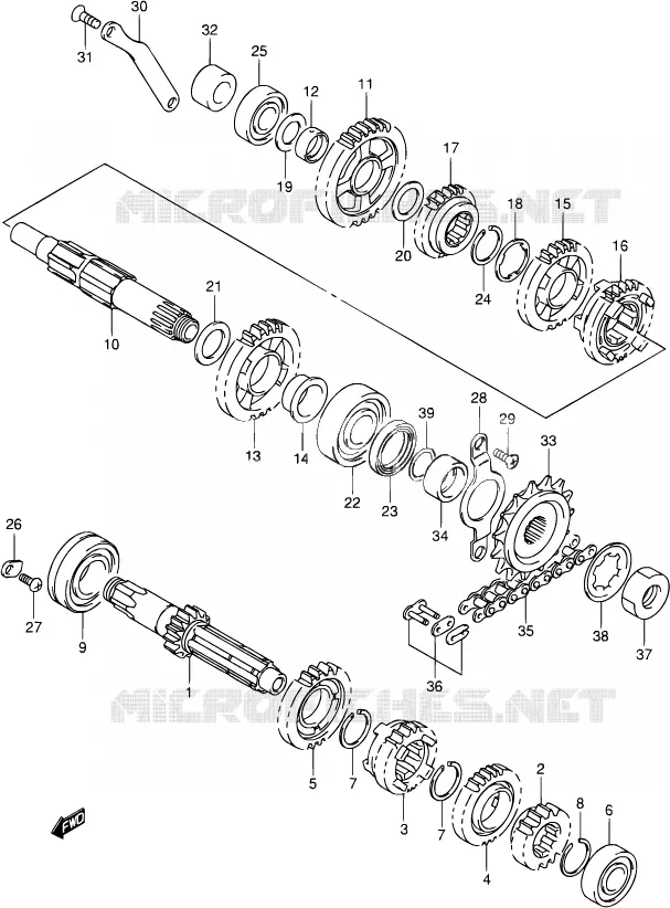 GEAR SHIFTING ASSY Suzuki MOTO 400 DR-Z 2002  DR-Z400S K2 (E03,E28,E33)