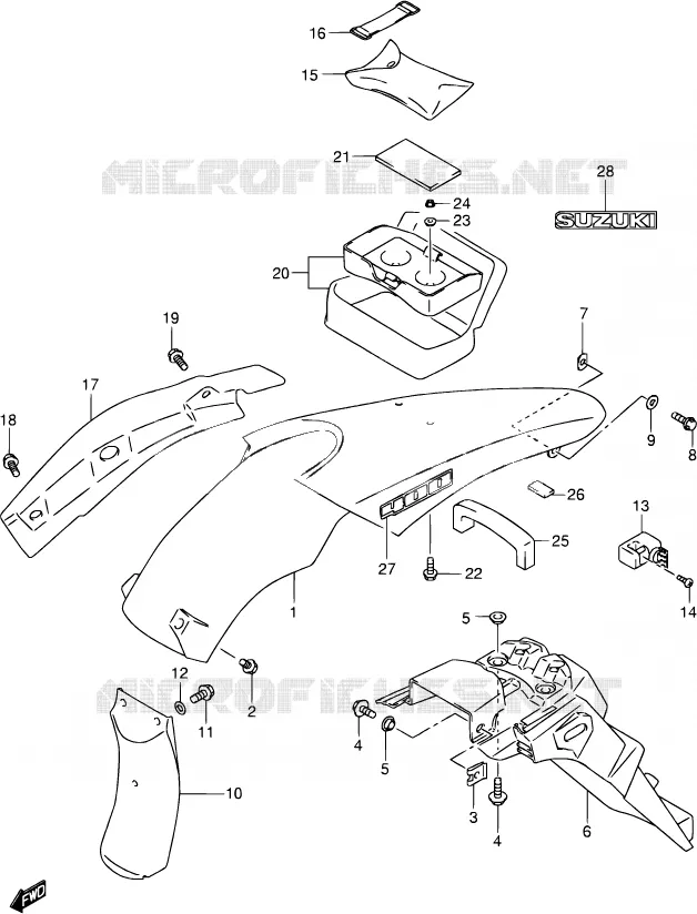 KNUCKLE COVERS (MODELE Y/K1/K2 OPT) Suzuki MOTO 400 DR-Z 2002  DR-Z400S K2 (E03,E28,E33)