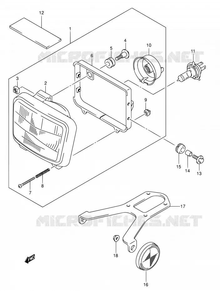 HEAD LAMP Suzuki MOTO 400 DR-Z 2007  DR-Z400S K7 (E03,E28,E33)