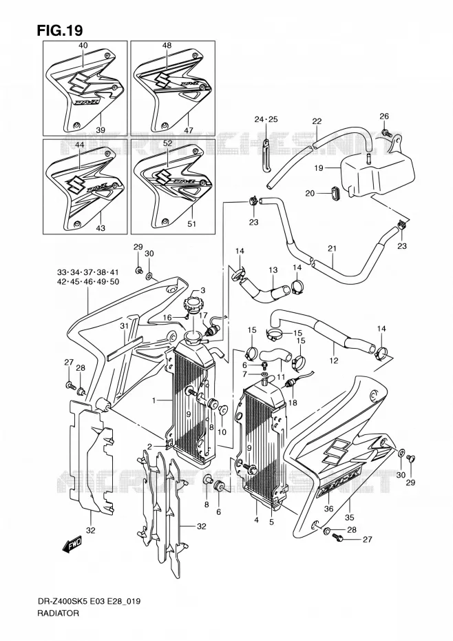 RADIATOR Suzuki MOTO 400 DR-Z 2007  DR-Z400S K7 (E03,E28,E33)