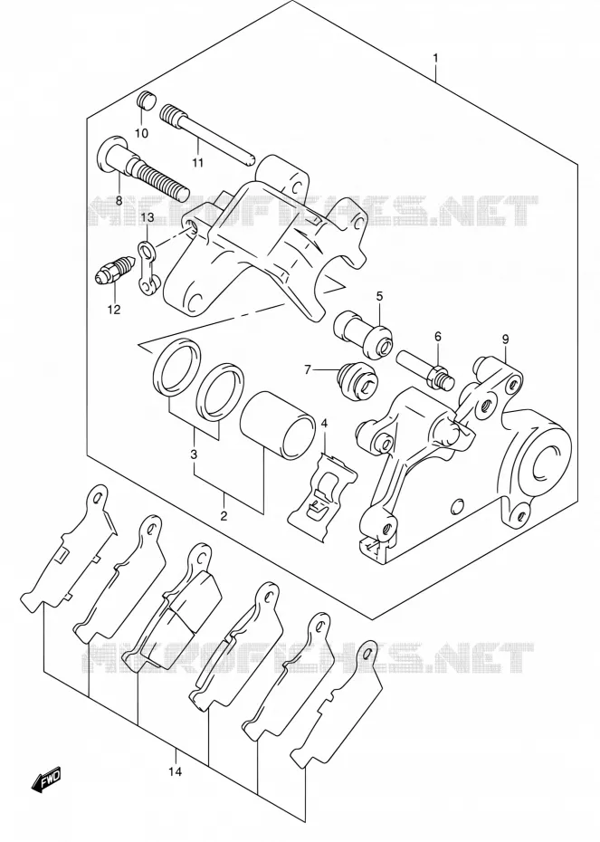 REAR CALIPER Suzuki MOTO 400 DR-Z 2007  DR-Z400S K7 (E03,E28,E33)