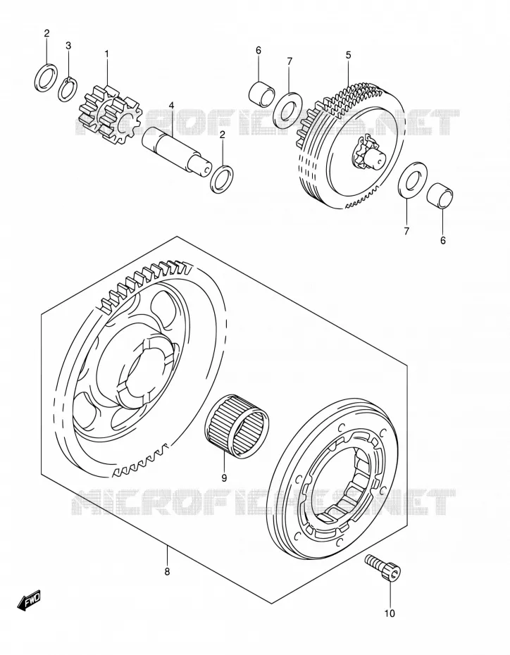 STARTER MOTOR CLUTCH Suzuki MOTO 400 DR-Z 2007  DR-Z400S K7 (E03,E28,E33)