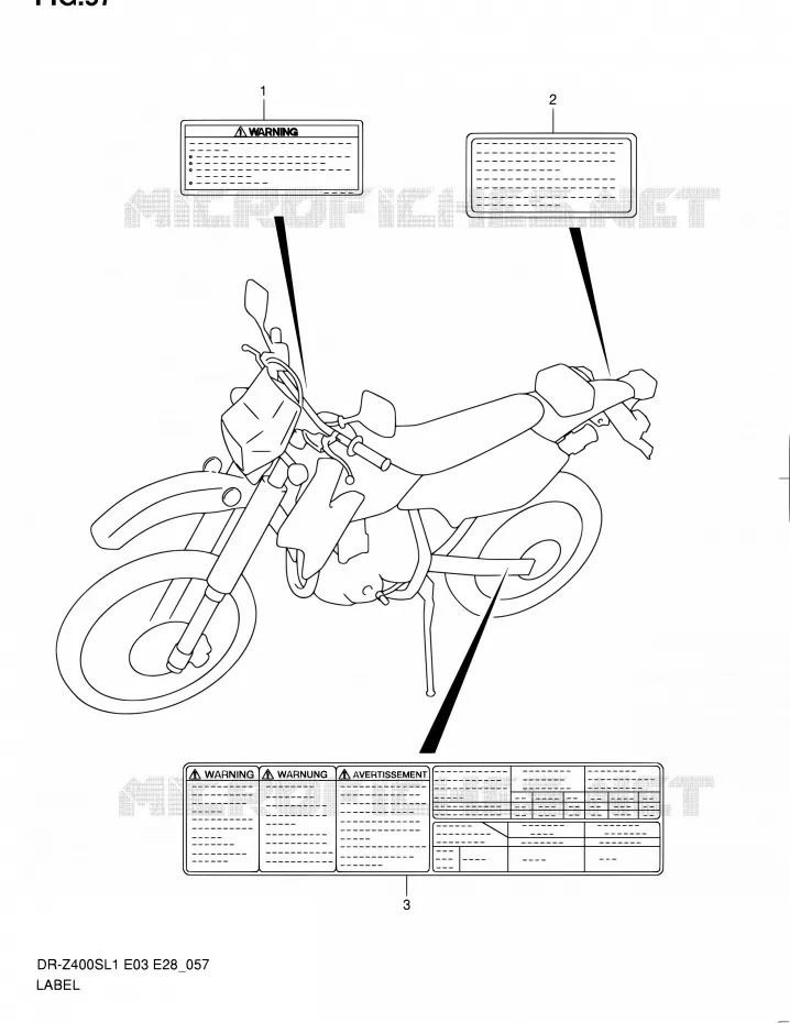 LABEL (DR-Z400SL1 E33) Suzuki MOTO 400 DR-Z 2011  DR-Z400S L1 (E03,E28,E33)