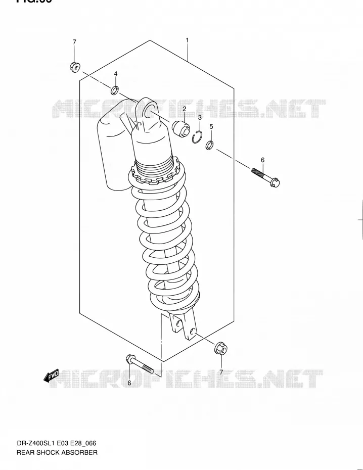 REAR DAMPER (DR-Z400SL1 E03) Suzuki MOTO 400 DR-Z 2011  DR-Z400S L1 (E03,E28,E33)