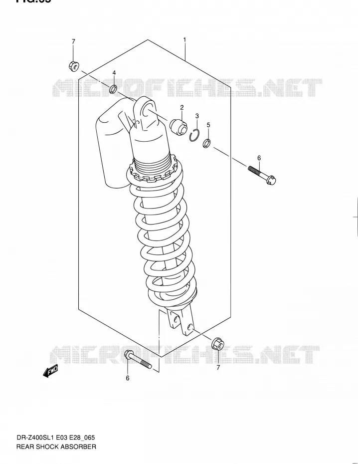 REAR DAMPER (DR-Z400SL1 E28) Suzuki MOTO 400 DR-Z 2011  DR-Z400S L1 (E03,E28,E33)