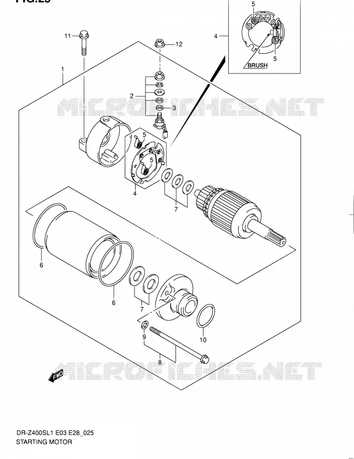 STARTER MOTOR Suzuki MOTO 400 DR-Z 2011  DR-Z400S L1 (E03,E28,E33)