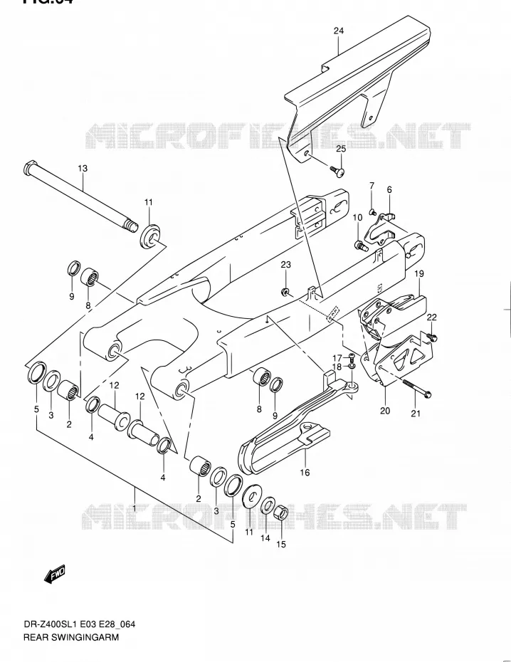 SWINGARM Suzuki MOTO 400 DR-Z 2011  DR-Z400S L1 (E03,E28,E33)