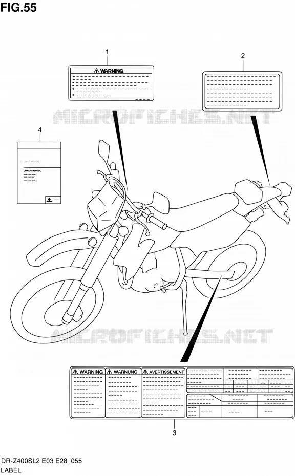 LABEL (DR-Z400SL2 E03) Suzuki MOTO 400 DR-Z 2012  DR-Z400S L2 (E03,E28,E33)