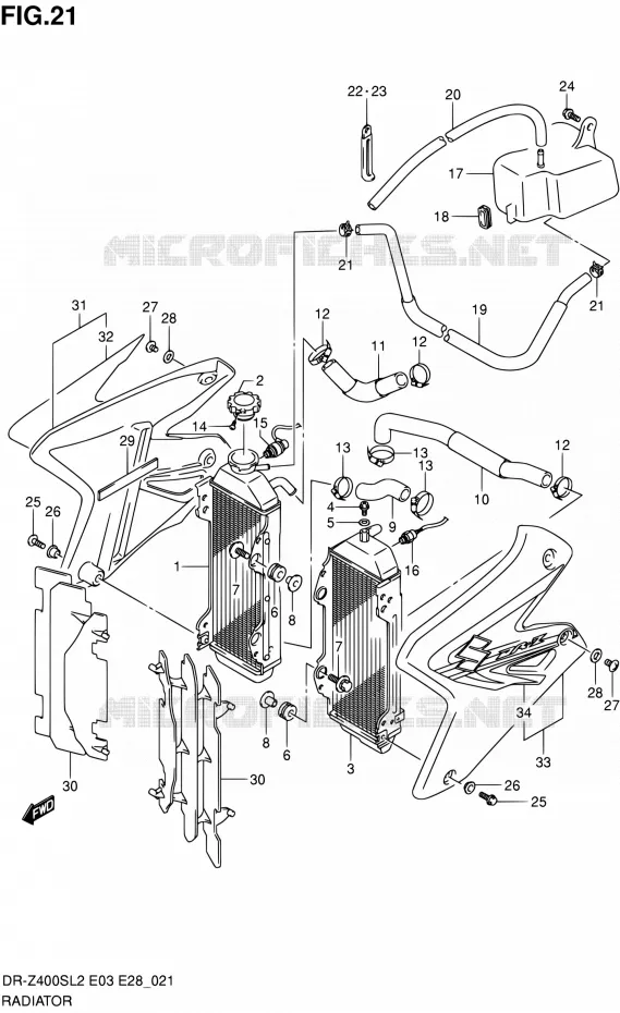RADIATOR Suzuki MOTO 400 DR-Z 2012  DR-Z400S L2 (E03,E28,E33)