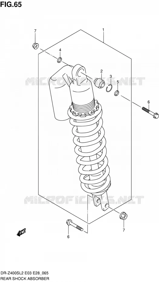 REAR DAMPER (DR-Z400SL2 E03) Suzuki MOTO 400 DR-Z 2012  DR-Z400S L2 (E03,E28,E33)