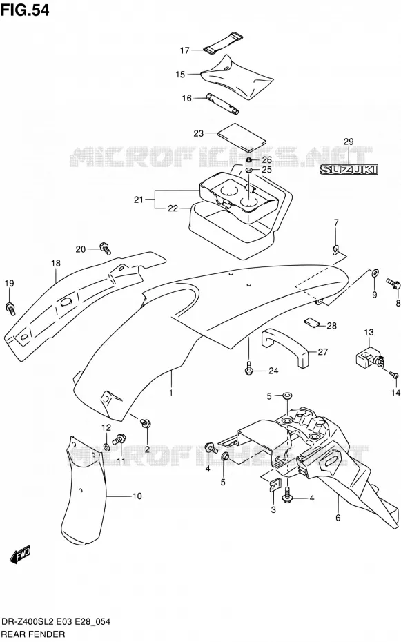 REAR FEDNER Suzuki MOTO 400 DR-Z 2012  DR-Z400S L2 (E03,E28,E33)