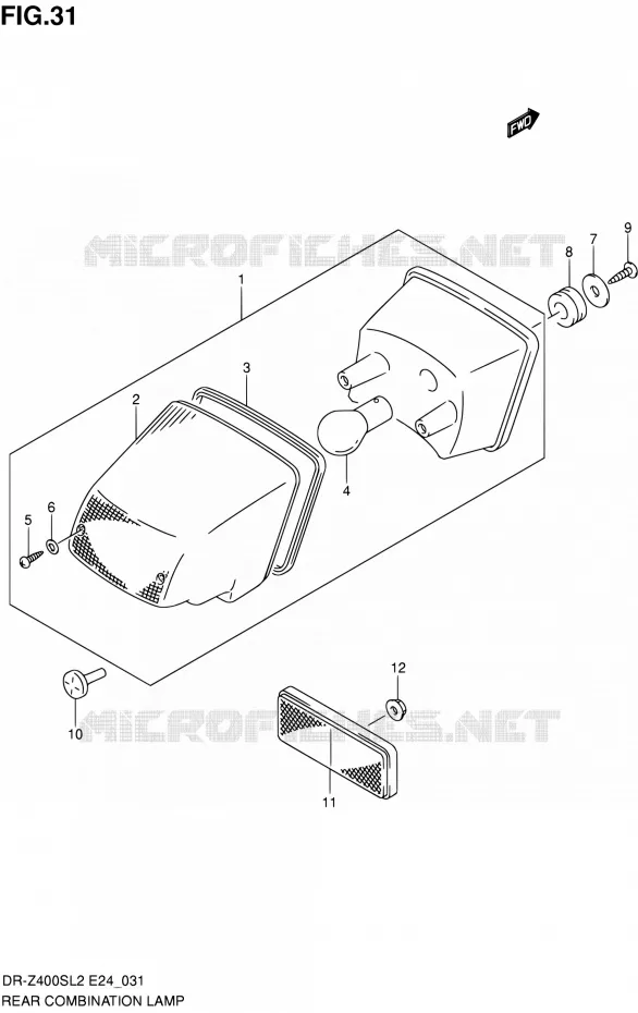 TAIL LIGHT ASSY Suzuki MOTO 400 DR-Z 2012  DR-Z400S L2 (E24)
