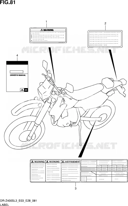 LABEL (DR-Z400SL3 E03) Suzuki MOTO 400 DR-Z 2013  DR-Z400S L3 (E03,E28,E33)