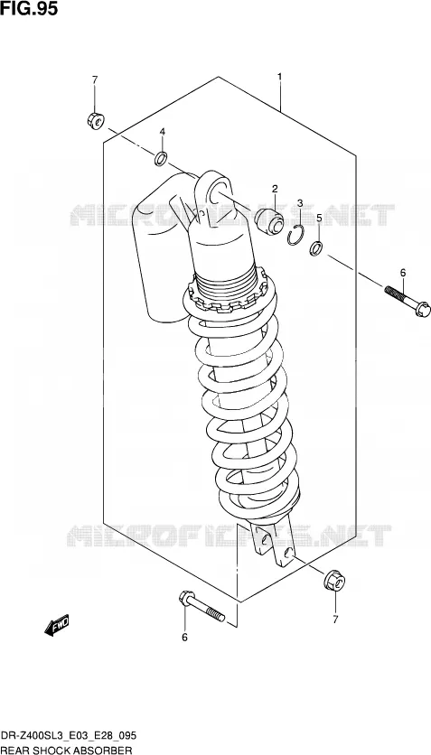 REAR DAMPER (DR-Z400SL3 E33) Suzuki MOTO 400 DR-Z 2013  DR-Z400S L3 (E03,E28,E33)