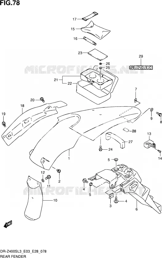 REAR FEDNER (DR-Z400SL3 E03) Suzuki MOTO 400 DR-Z 2013  DR-Z400S L3 (E03,E28,E33)