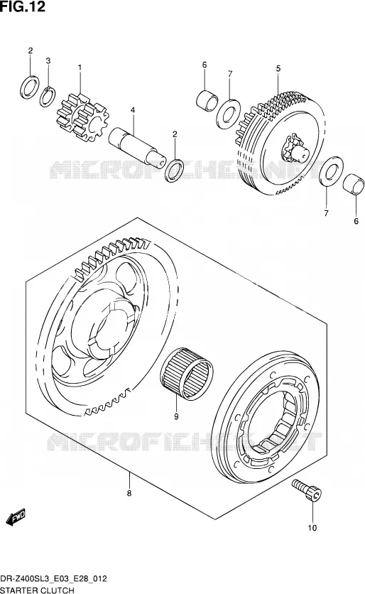 STARTER MOTOR CLUTCH Suzuki MOTO 400 DR-Z 2013  DR-Z400S L3 (E03,E28,E33)