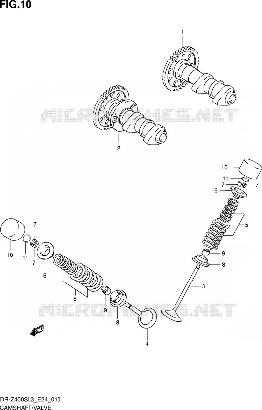 CAMSHAFT - VALVES Suzuki MOTO 400 DR-Z 2013  DR-Z400S L3 (E24)