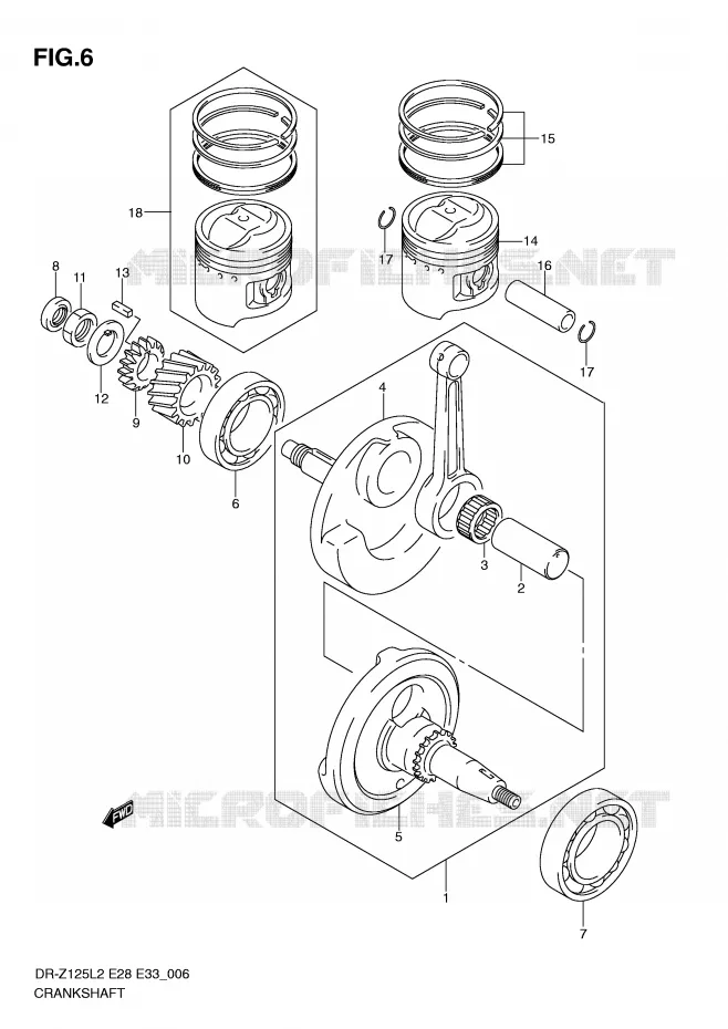 CRANKSHAFT Suzuki MOTO 125 DR-Z 2012  DR-Z125LL2(E28)
