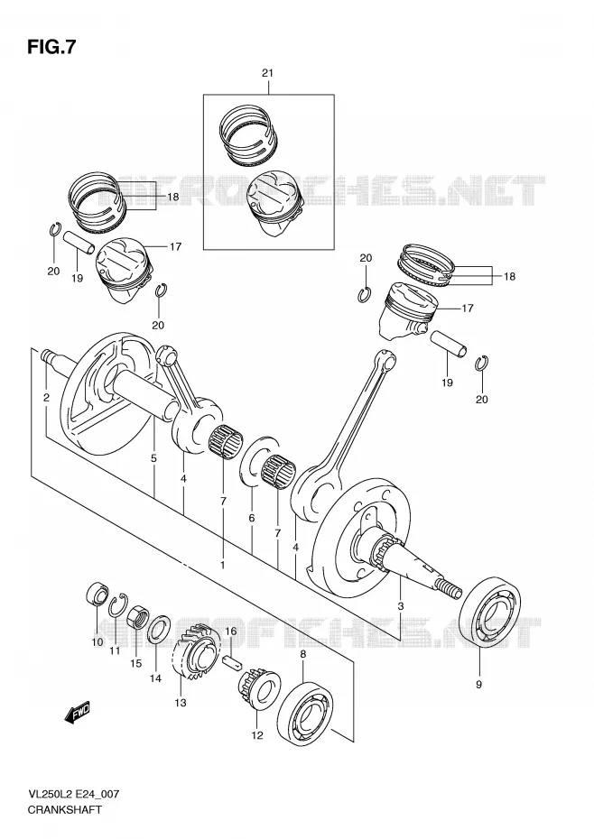 CRANKSHAFT Suzuki MOTO 250 INTRUDER 2012  VL250L2(E24)