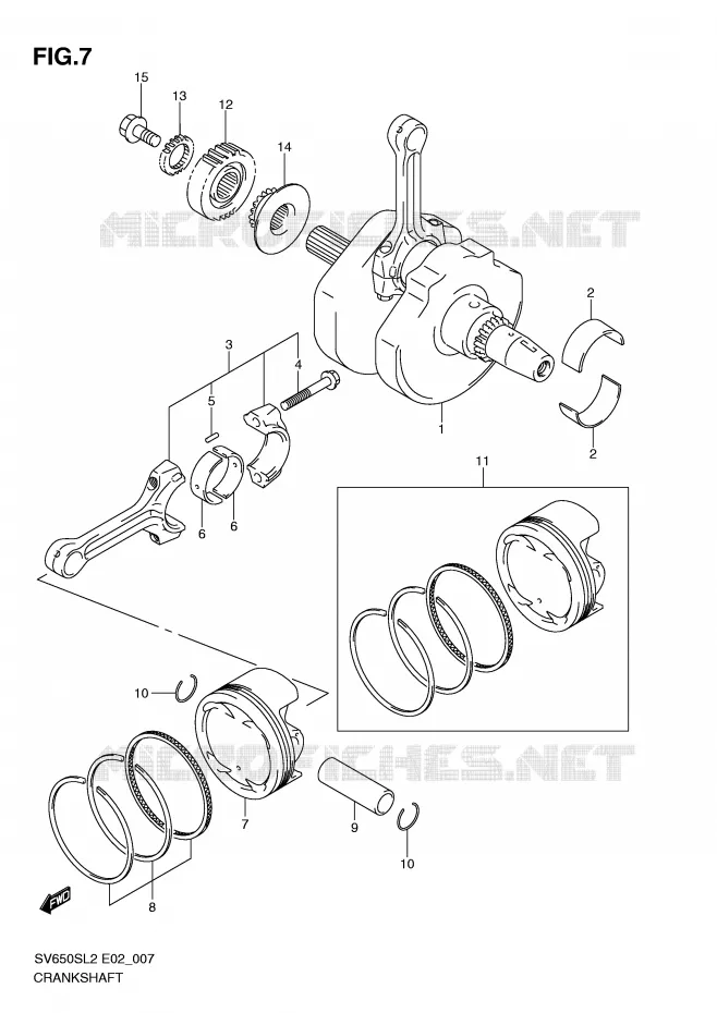 CRANKSHAFT Suzuki MOTO 650 SV 2012  SV650SL2(E02)