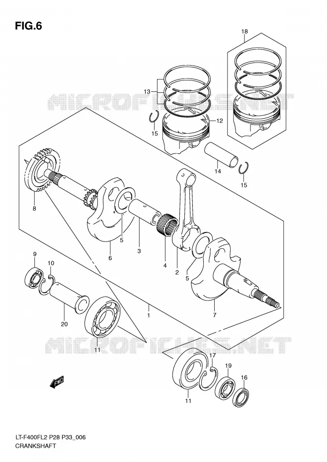 CRANKSHAFT Suzuki QUAD 400 KINGQUAD 2012  LT-F400FZL2(P28)