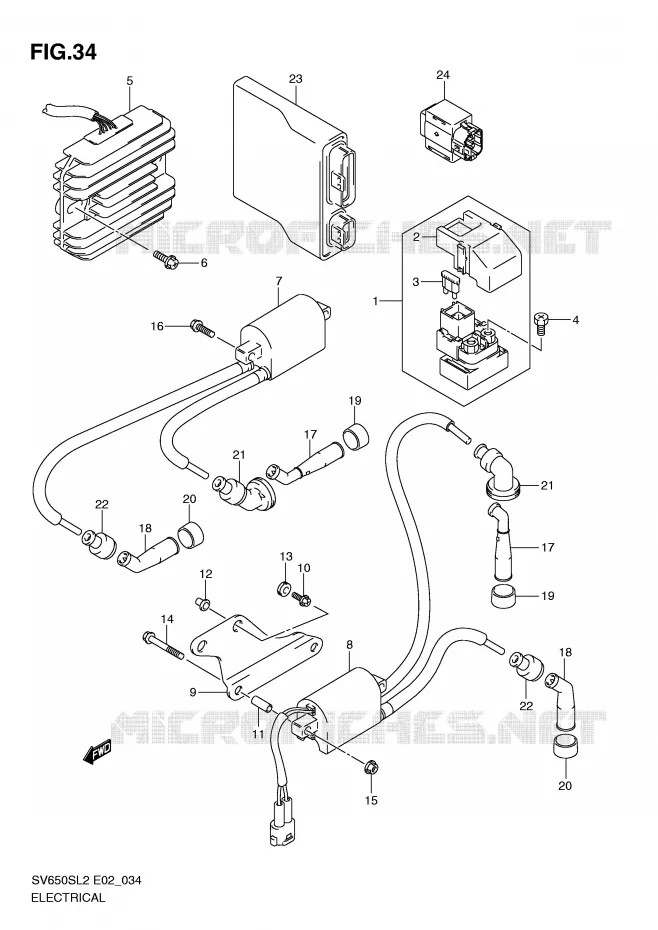 ELECTRICAL (SV650SL2 E2) Suzuki MOTO 650 SV 2012  SV650SAL2(E02)