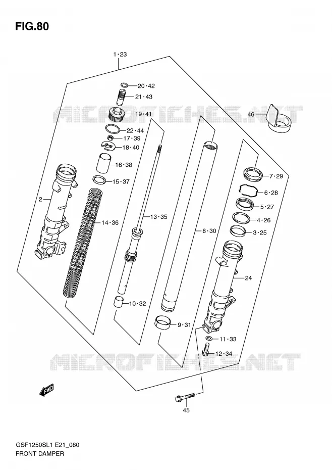 FRONT FORK (GSF1250SAL1 E21) Suzuki MOTO 1250 BANDIT 2012  GSF1250SAL1(E21)