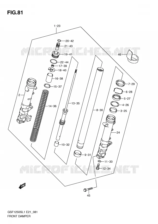 FRONT FORK (GSF1250SAL1 E24) Suzuki MOTO 1250 BANDIT 2012  GSF1250SAL1(E21)