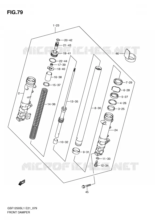 FRONT FORK (GSF1250SL1 E24) Suzuki MOTO 1250 BANDIT 2011  GSF1250SL1(E21)