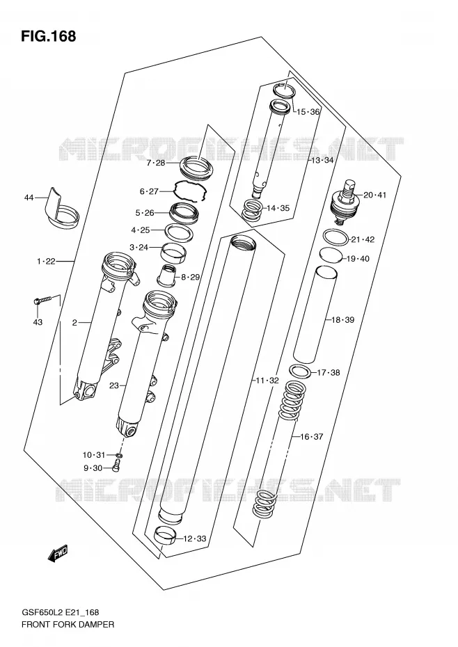 FRONT FORK (GSF650L2 E21) Suzuki MOTO 650 BANDIT 2012  GSF650UA L2